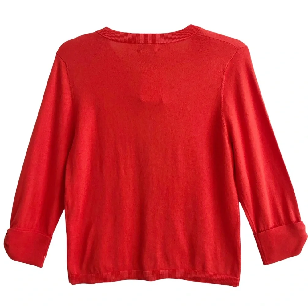 NEW Kate Spade Tomato Red Sophronits Genevieve Cotton Cardigan M - Picture 2 of 10